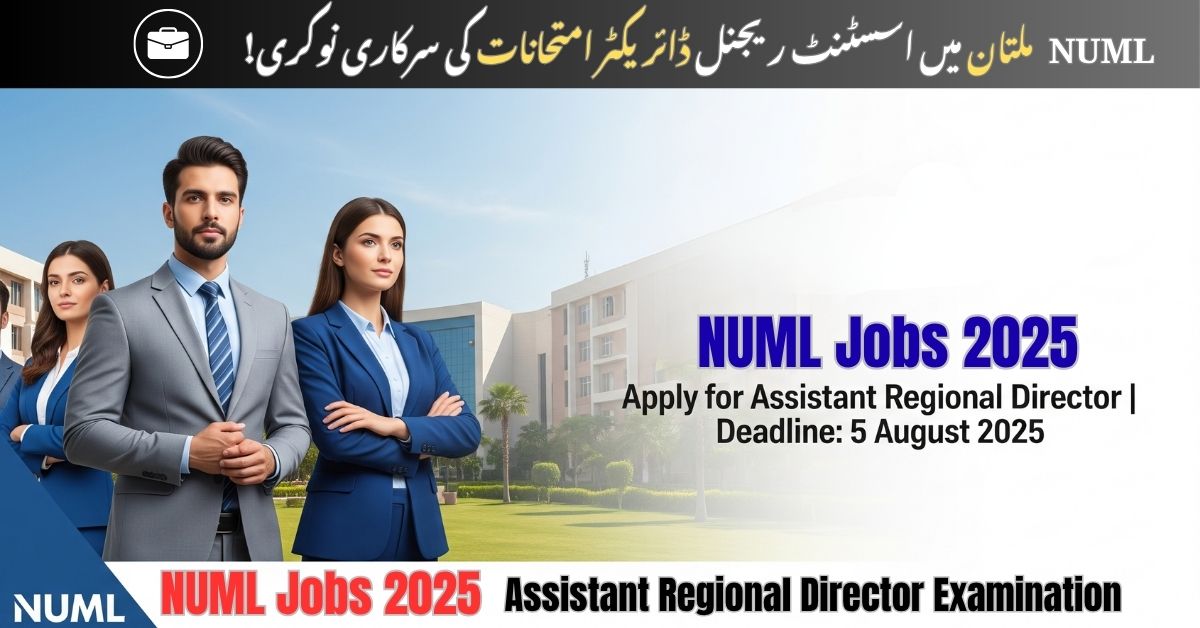 two girls and one man in professional attire representing the thumbnail of NUML Jobs