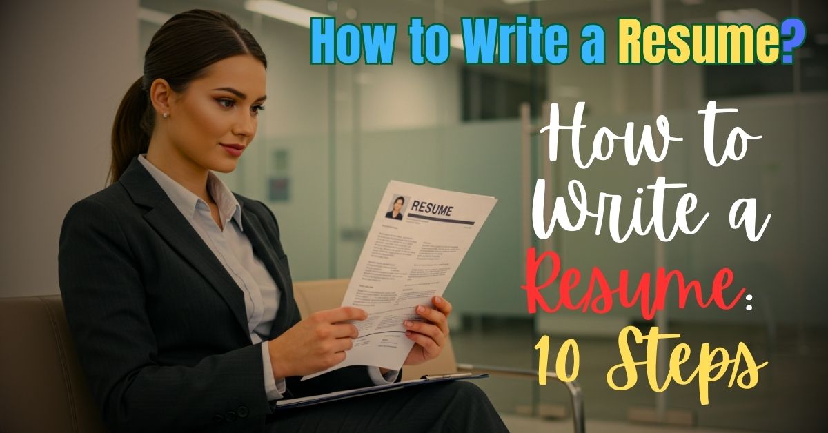 A girl in office reading a resume